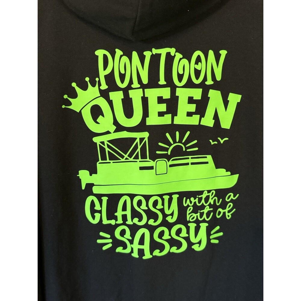 Hanes Pontoon Queen Cotton Zip Hoodie Black Full Zip Sweatshirt Womens XXL